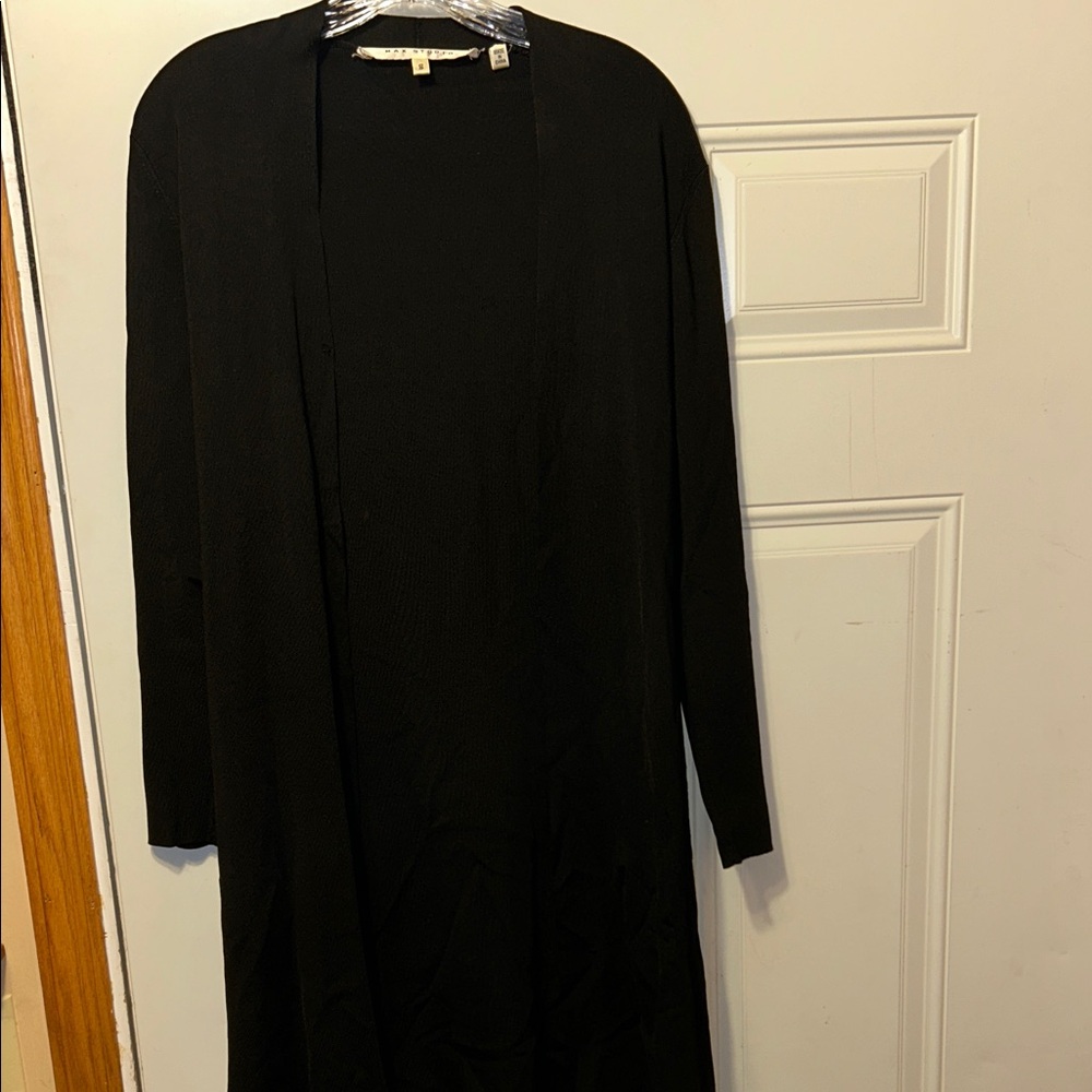 Long Open-Front Black Women's  Cardigan‎ S
